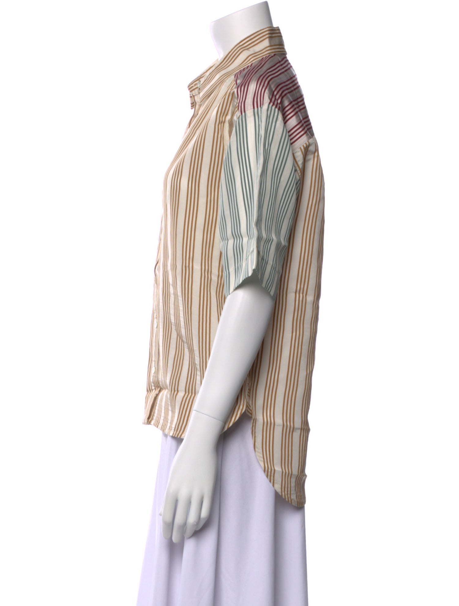 Sandro Striped Short Sleeve Button-Up Top